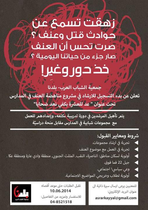 مطلوب مرشدين لبلدنا لمشروع مناهضة العنف عد للعشرة بكفي نعد ضحايا